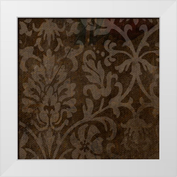Greene, Taylor 15x15 White Modern Wood Framed Museum Art Print Titled - Spice Gold Damask