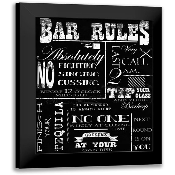 Greene, Taylor 15x18 Black Modern Framed Museum Art Print Titled - BAR RULES