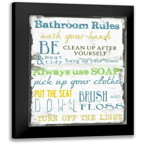 Greene, Taylor 15x18 Black Modern Framed Museum Art Print Titled - BATHROOM RULES MULTI