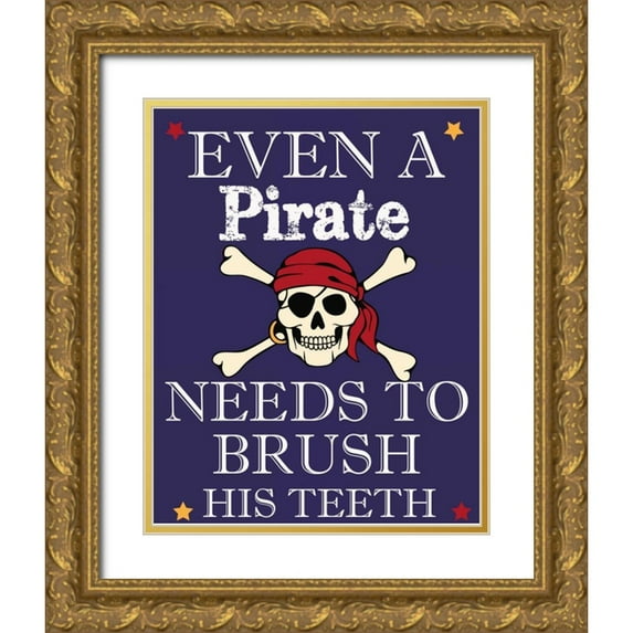 Greene, Taylor 15x18 Gold Ornate Wood Framed with Double Matting Museum Art Print Titled - PIRATE MUST BRUSH
