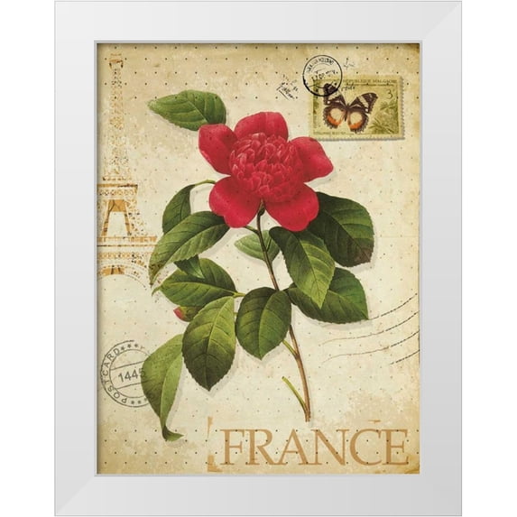 Greene, Taylor 15x18 White Modern Wood Framed Museum Art Print Titled - VINTAGE PARIS ROSE II - OIL A