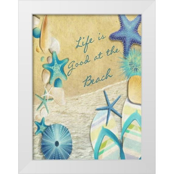 Greene, Taylor 19x24 White Modern Wood Framed Museum Art Print Titled - Life Is Good At the Beach