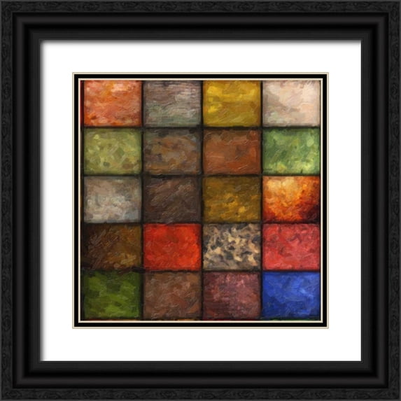 Greene, Taylor 20x20 Black Ornate Wood Framed with Double Matting Museum Art Print Titled - Blocks Study 2