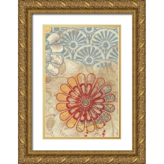 Greene, Taylor 23x32 Gold Ornate Wood Framed with Double Matting Museum Art Print Titled - FLORA TRANCE V