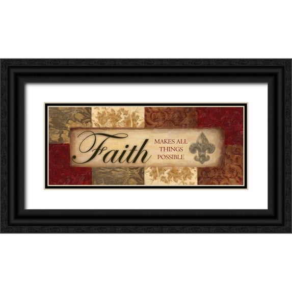 Greene, Taylor 24x12 Black Ornate Wood Framed with Double Matting Museum Art Print Titled - FAITH PANEL