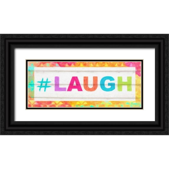 Greene, Taylor 24x12 Black Ornate Wood Framed with Double Matting Museum Art Print Titled - Laugh Hashtag