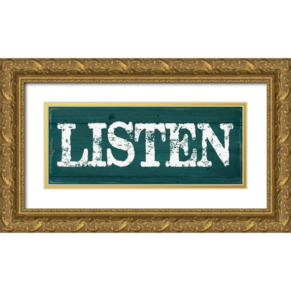 Greene, Taylor 24x12 Gold Ornate Wood Framed with Double Matting Museum Art Print Titled - LISTEN