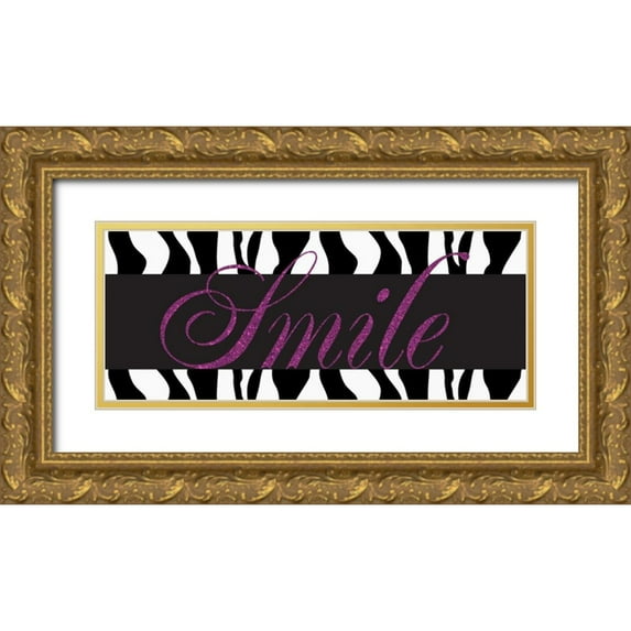 Greene, Taylor 24x12 Gold Ornate Wood Framed with Double Matting Museum Art Print Titled - Smile Glitter