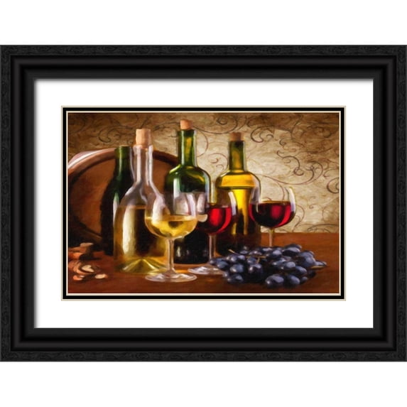 Greene, Taylor 24x17 Black Ornate Wood Framed with Double Matting Museum Art Print Titled - Wine I
