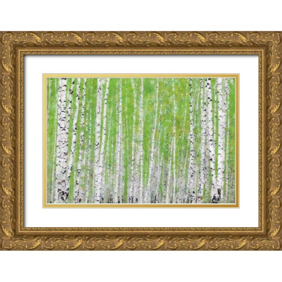Greene, Taylor 24x17 Gold Ornate Wood Framed with Double Matting Museum Art Print Titled - EVERGREEN TIMBER