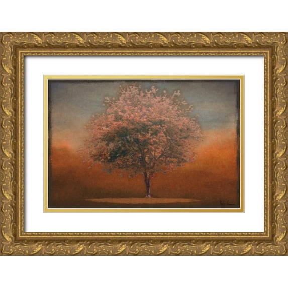 Greene, Taylor 24x17 Gold Ornate Wood Framed with Double Matting Museum Art Print Titled - INDIAN SUMMER SILHOUETTE