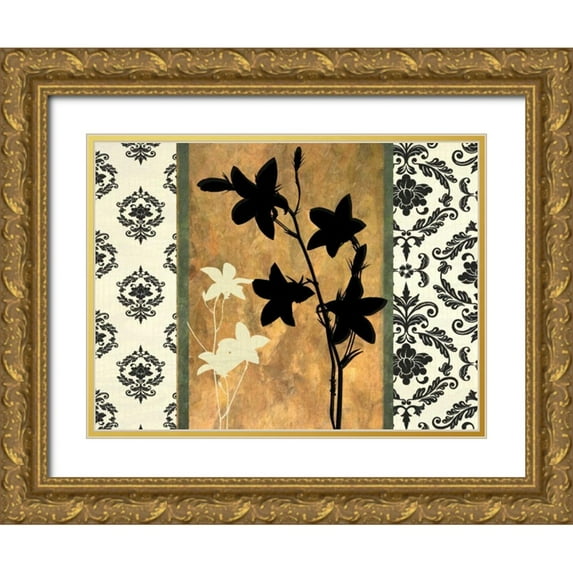 Greene, Taylor 24x19 Gold Ornate Wood Framed with Double Matting Museum Art Print Titled - GOLDEN BOTANICAL SILHOUETTE