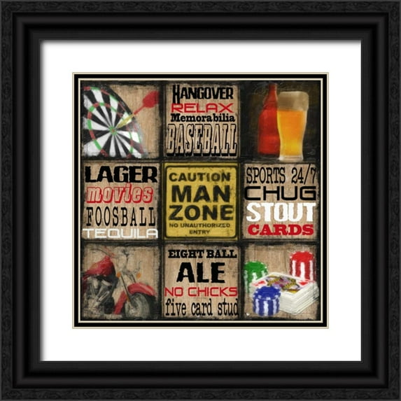 Greene, Taylor 26x26 Black Ornate Wood Framed with Double Matting Museum Art Print Titled - CAUTION MAN ZONE