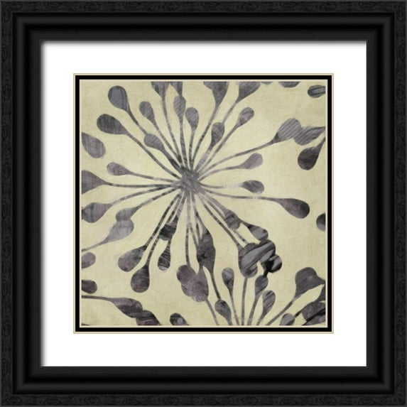 Greene, Taylor 26x26 Black Ornate Wood Framed with Double Matting Museum Art Print Titled - Floral Burst II