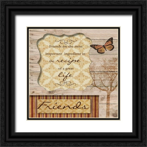 Greene, Taylor 26x26 Black Ornate Wood Framed with Double Matting Museum Art Print Titled - Friends Are The Best