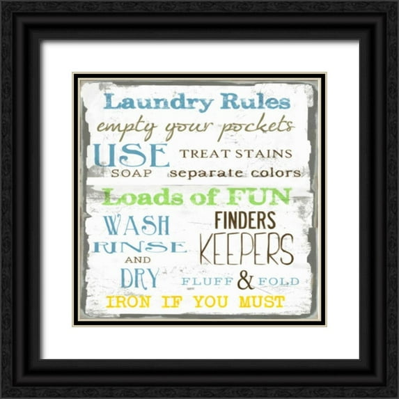 Greene, Taylor 26x26 Black Ornate Wood Framed with Double Matting Museum Art Print Titled - LAUNDRY RULES