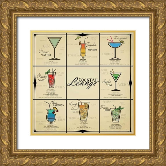 Greene, Taylor 26x26 Gold Ornate Wood Framed with Double Matting Museum Art Print Titled - Cocktail Lounge