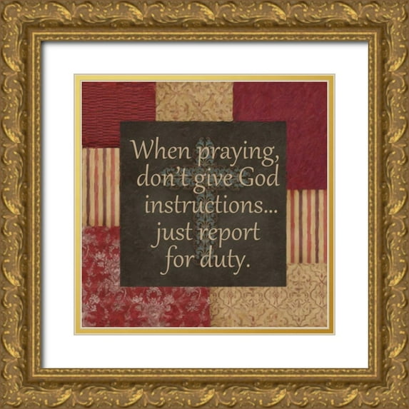 Greene, Taylor 26x26 Gold Ornate Wood Framed with Double Matting Museum Art Print Titled - WHEN PRAYING