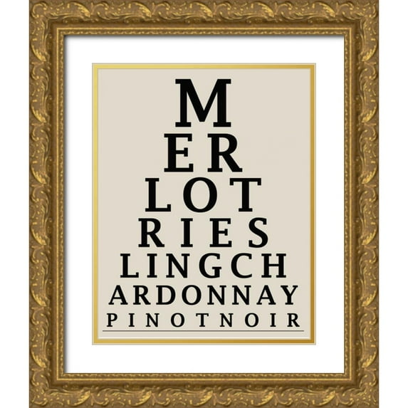 Greene, Taylor 26x32 Gold Ornate Wood Framed with Double Matting Museum Art Print Titled - WINE CHART