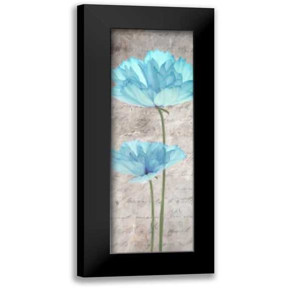 Greene, Taylor 7x14 Black Modern Framed Museum Art Print Titled - Blue Floral Panel II