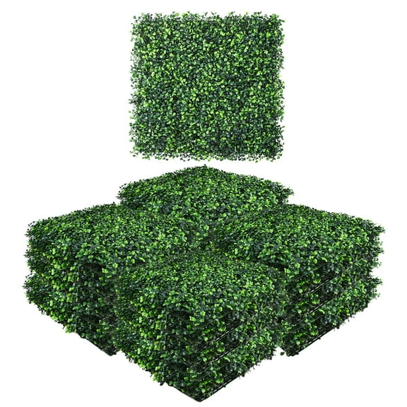 Greener 12 Pcs 20x20 Inch Artificial Boxwood Panels 400 Stitches Topiary Greenery Grass Wall Backdrop Greenery Boxwood Panels Privacy Screen for Party, Garden, Balcony, Backyard Outdoor Indoor