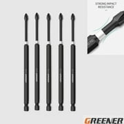 Greener 5x 6 150mm Inch Phillips PH # 2 Power Impact Bit Industrial 10 pack 1/4 Hex 5x Strong Magnetic 3x stronger