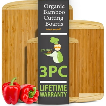 Greener Chef Bamboo Chopping Board Set – 3PC Premium Wood Cutting Board Set