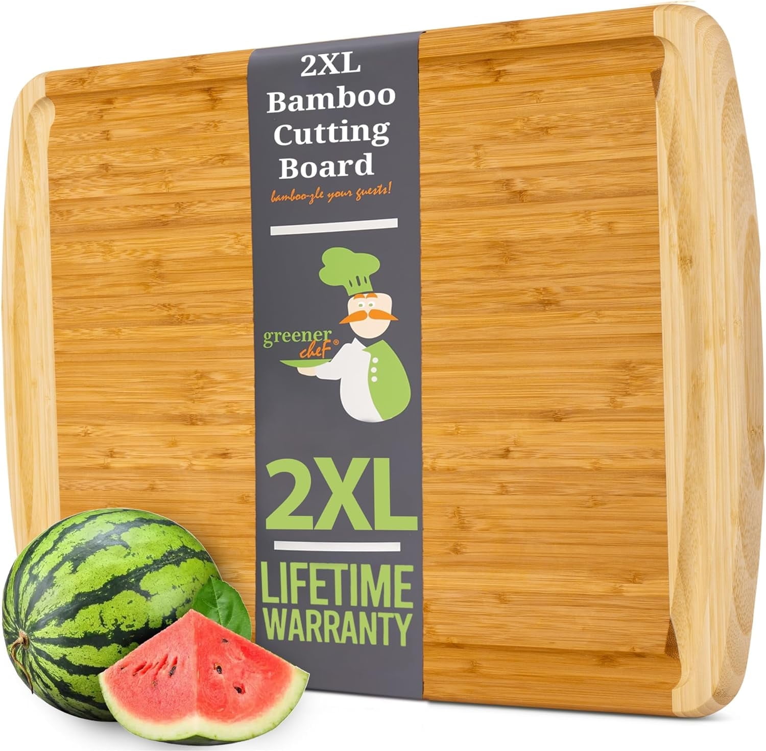 Greener Chef XXL Bamboo Cutting Board - 24x18" Wooden Cutting Boards for Kitchen