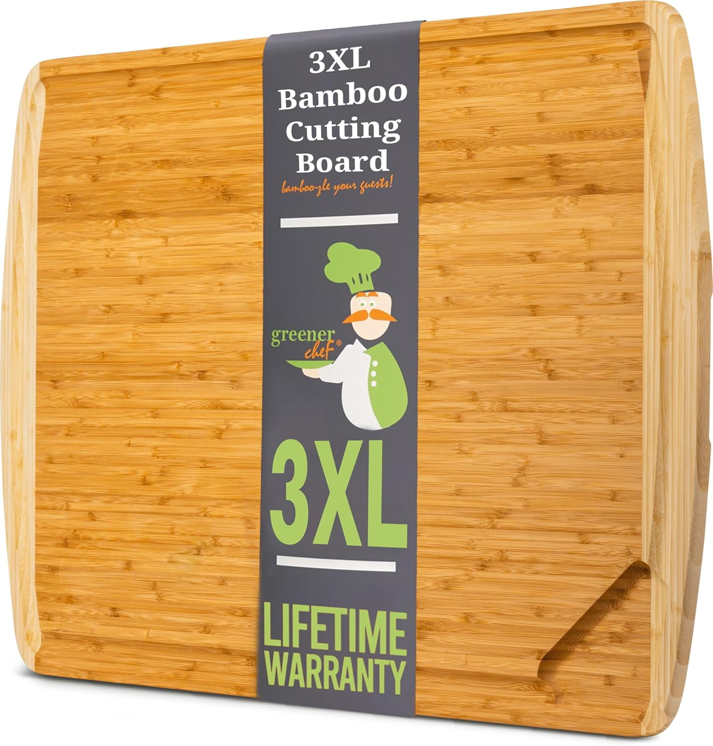 Greener Chef XXXL Bamboo Cutting Board -30x20" Wooden Cutting Boards for Kitchen