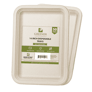 Greener Settings 14" Compostable Disposable Paper Trays, Ribs, Crawfish, Chicken Platters - 50 Count
