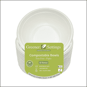 Greener Settings Compostable Products Heavy Duty 32 oz Disposable Paper Bowls, 50 Count (1 Pack)