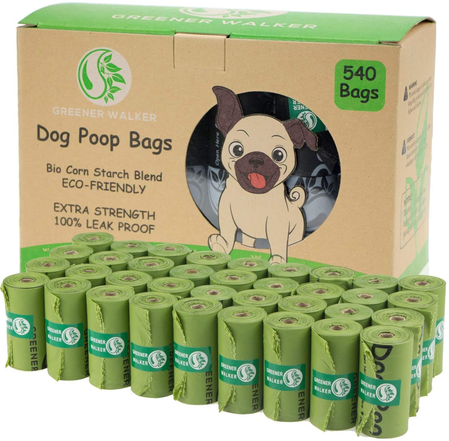 Greener Walker 540 Dog Poop Bags on 36 Refill Rolls 100 Leak