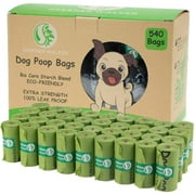 Greener Walker 540 Dog Poop Bags on 36 Refill Rolls, 100% Leak Proof Biodegradable Pet Waste Bags Green