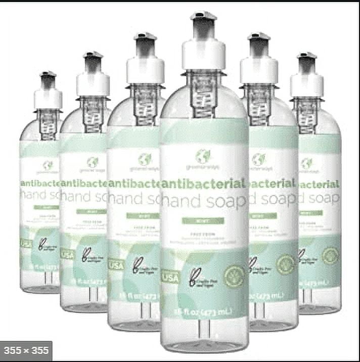 Greenerways Antibacterial Mint Liquid Hand Soap with Pump and Soothing