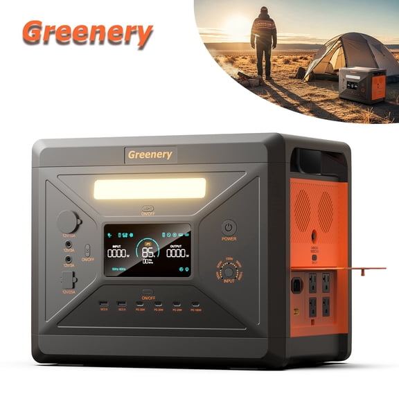 Greenery 2500W Portable Power Station 2304Wh LiFePO4 (LFP) Battery Solar Generator, 4 AC Outlets for Outdoor Camping,Home Backup,Emergency,RV