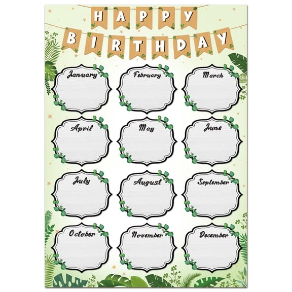 Greenery Birthday Chart for Classroom Boho Happy Birthday Chart Birthday Poster Chart Birthday Calendar Poster Wall Hanging for Back to School Classroom DecorationTeacher Gifts Supplies