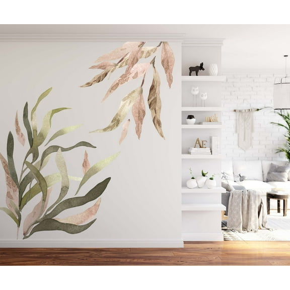 StickersForLife Boho Nature Wall Decals, Green Leaves Decor LF011