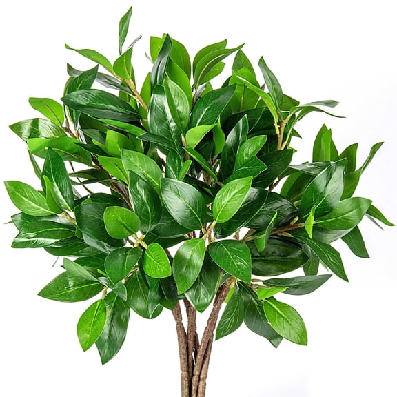 Greenery Branches Artificial Plants 21 Tree Stems Green Leaves Faux Bush, Bulk 6pcs