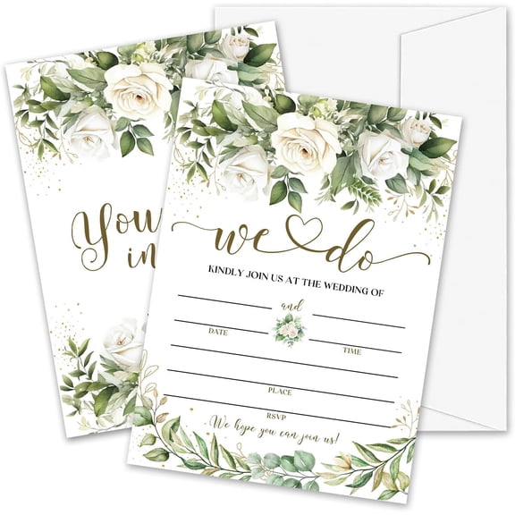 Greenery Floral Wedding Invitations
