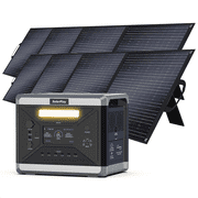Clearance! Solarplay Q2501 Power Station 2160Wh 2400W LiFePO4 Battery Backup with 2 200W Solar Panels for Camping/Home Use
