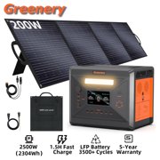 Greenery Portable Power Station G2500 2500W Continuous 5000W Peak LiFePO4 Battery with 200W Solar Panel for Camping Home Backup