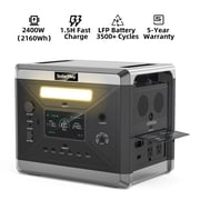 Clearance! Solarplay Q2501 Portable Power Station 2400W Peak 4800W, 2160Wh LiFePO4 Battery, 1.5H Fast Charging, 4 AC Outlets for Home & Outdoor Use