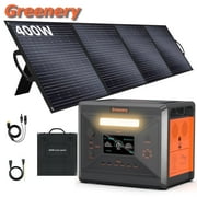 Greenery Portable Power Station 2500W(Peak 5000W) 2304Wh Solar Generator for RVs/Home Backup Camping Outdoor LiFePO4 Battery 400W Solar Panel 4 AC Outlets Emergency Power Supply