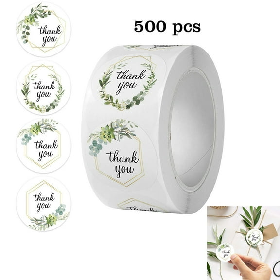 Greenery Thank You Stickers,Tutuviw 500Pcs 1 Inch Floral Frames Design Round Packaging Stickers,Leaf Thank You Labels for Small Bussiness,Wedding Birthday Party Favors,Package Sealing