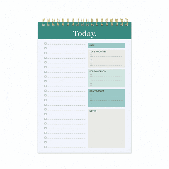 Greenery ToDo List Notepad, Undated Daily Task Planner with 52 Sheets, 9.8" x 6.5", Productivity Checklist Notebook for Office Home School