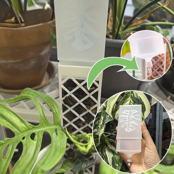 Greenery Watering Spikes, Moss Pole Accessories, D-Shaped Automatic Drip Irrigation Device, Adjustable Flow Stackable Terracotta Spikes for Indoor Outdoor Vines, 1-Pack