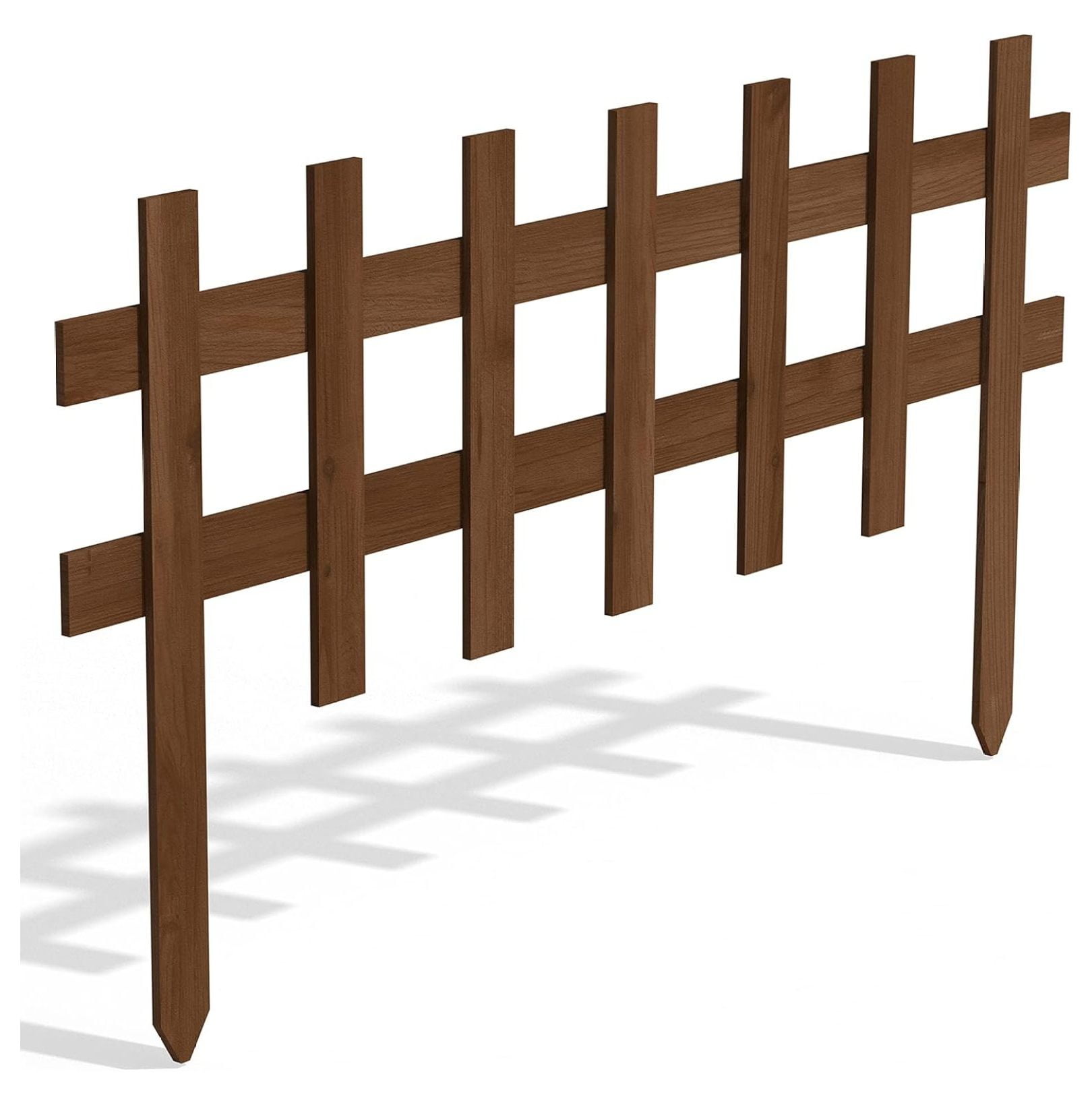 Eco-Friendly Brown Wooden Garden Picket Fence, 18'' H x 36'' W