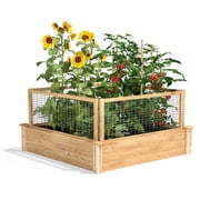 Greenes Fence 4' x 4' x 10.5" (3/4" Thick) Premium Cedar Raised Garden Bed with CritterGuard Fence System