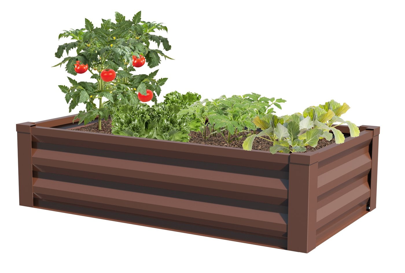 Brown Powder-Coated Metal Raised Garden Bed Planter 48" x 24"