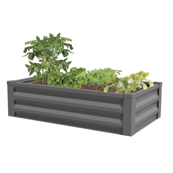 Greenes Fence 48" x 24" x 10" Gray Steel and Metal Raised Garden Kit